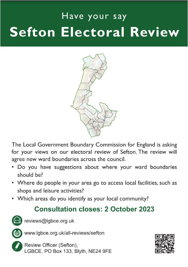 Sefton Electoral Review Consultation, closing date 2 October 2023